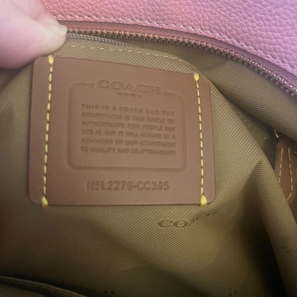 COACH Taylor Polished Pebbled Leather Tote Bag -Bubblegum Color - Picture 7 of 7